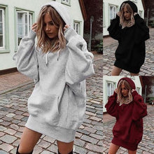 Load image into Gallery viewer, Women&#39;s Hooded Loose Long Thick Sweatshirt
