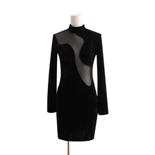Load image into Gallery viewer, European And American Trendy High Neck Velvet Dress
