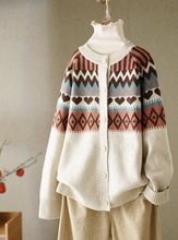 Charger l&#39;image dans la galerie, Shuqiu Retro Love Jacquard Round Neck Sweater Women
