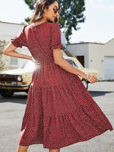 Load image into Gallery viewer, Women&#39;s Dress Polka Dot Print Short Sleeve Puff Sleeve

