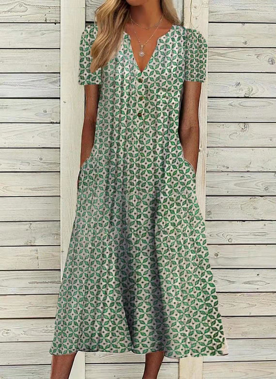 Ladies Print VNeck Maxi Dress Summer