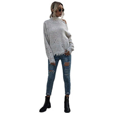Load image into Gallery viewer, High Neck Off Shoulder Long Sleeve Solid Color Sweater
