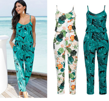 Load image into Gallery viewer, Personality Dacron Plants Spaghetti Strap Sleeveless Pockets Jumpsuit
