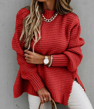 Load image into Gallery viewer, Solid Color Drawstring Side Slit Knited Sweater
