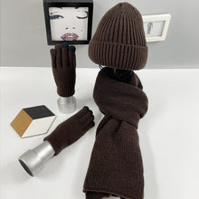 Load image into Gallery viewer, Multi-piece Knitted Scarf Hat And Gloves Three-piece Set
