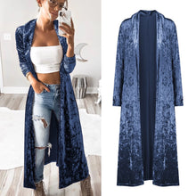 Load image into Gallery viewer, Lady‘s Fashion Long Sleeve Velvet Cardigan Windbreaker Long Coat
