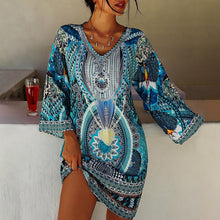 Load image into Gallery viewer, Women&#39;s Ethnic Printed Long Sleeve V-Neck Casual Knee-length Dress
