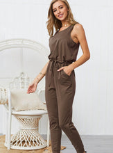 Load image into Gallery viewer, Plain Casual Short Sleeve Tie Jumpsuit

