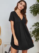Load image into Gallery viewer, Casual Dacron Plain Color V-neck Short Sleeve Ruffle Sleepwear
