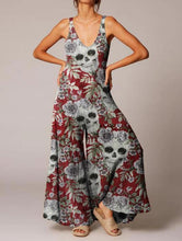 Load image into Gallery viewer, Women&#39;s Halloween Skull Fashion Print Jumpsuit
