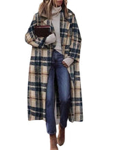 Load image into Gallery viewer, Women&#39;s Solid Color Loose Plaid Woolen Coat

