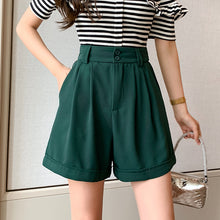 Load image into Gallery viewer, Loose A-Line Wide Leg High Waist Button Elastic Casual Pants Shorts
