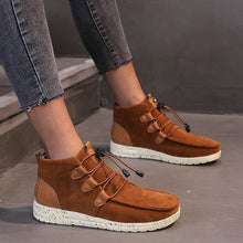 Load image into Gallery viewer, New Casual High-top Round Toe Solid Color Flat Large Size Shoes
