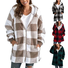 Load image into Gallery viewer, Plush Women&#39;s Coat Long Sleeved Plaid

