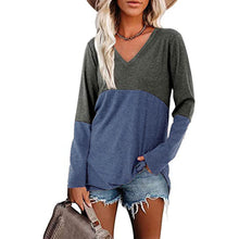 Load image into Gallery viewer, Contrast Panel V-Neck Long Sleeve Loose hoodies

