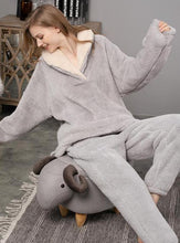 Load image into Gallery viewer, Coral Fleece Pajamas Women Autumn And Winter Pajamas Set Thickened Home Service
