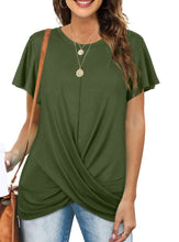 Load image into Gallery viewer, Women&#39;s Crew Neck Solid Twist Short Sleeve T-Shirt

