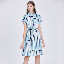 Load image into Gallery viewer, OL Style  Silk Skirt Women&#39;s Light Color Striped Print Dress
