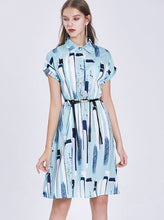Load image into Gallery viewer, OL Style  Silk Skirt Women&#39;s Light Color Striped Print Dress
