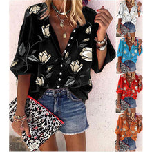 Load image into Gallery viewer, Flower Printed Nine-Sleeve Top Loose Casual Shirt
