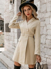 Load image into Gallery viewer, Elegant Polyester Plain Color Shawl Collar Long Sleeve Blazer Dress
