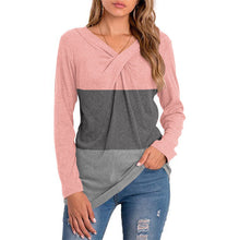 Load image into Gallery viewer, Women&#39;s New V-neck Long-sleeved Stitching T-shirt Top
