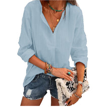 Load image into Gallery viewer, Cotton and Linen Top Loose Casual Blouse
