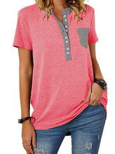 Charger l&#39;image dans la galerie, Patchwork Loose Short Sleeve Plus Size T-Shirt Women&#39;s Top
