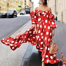 Load image into Gallery viewer, Women&#39;s Polka Dot Casual Boho Dress Off Shoulder
