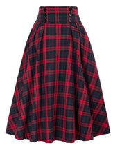 Load image into Gallery viewer, Fashion Woolen High-waist Button Micro-Elastic Mid-length Plaid Skirt
