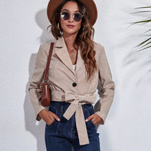 Load image into Gallery viewer, Suit Collar Corduroy Jacket Autumn And Winter Long-sleeved Short Jacket Women With Belt
