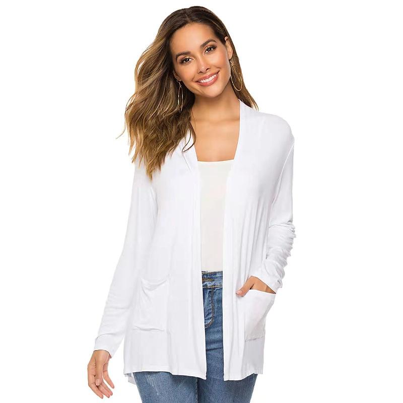 Mid-length Long-sleeved Cotton Cardigan Sweater