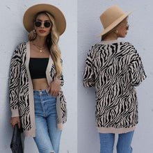 Load image into Gallery viewer, Women&#39;s New Knitted Cardigan Striped Loose Sweater Coat
