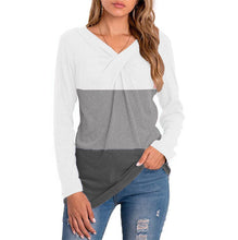 Load image into Gallery viewer, Women&#39;s New V-neck Long-sleeved Stitching T-shirt Top
