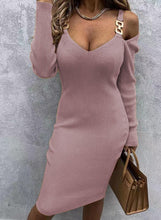 Load image into Gallery viewer, Women&#39;s Thread Waist Long Sleeve Knitted Slim-fitting Winter Dress
