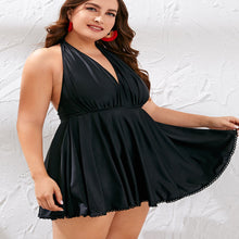 Load image into Gallery viewer, Women&#39;s Fashion Plus Size Fat Skirt Type Solid Color Swimsuit
