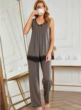 Load image into Gallery viewer, Dacron Plain Color Round Neck Ruffle Casual Loose Sleepwear
