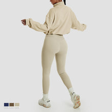 Charger l&#39;image dans la galerie, Women&#39;s Outdoor Running Zipper Loose Long Sleeve Short Drawstring Sweatshirt
