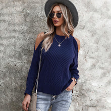 Load image into Gallery viewer, Ladies Solid Color Strapless Long-sleeved Thick Stitch Sweater
