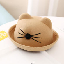 Load image into Gallery viewer, Cute Non-woven Fabric Plain Color Cat Beard Fedora Hat
