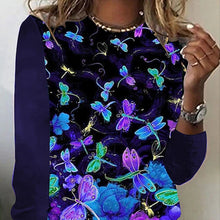 Load image into Gallery viewer, Women&#39;s Fashion Butterfly Print Round Neck T-Shirt
