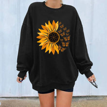 Charger l&#39;image dans la galerie, Women&#39;s Fashion Flower and Butterfly Printed Autumn And Winter Pullover Loose Sweatshirt
