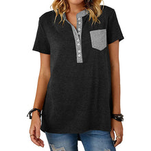Load image into Gallery viewer, Patchwork Loose Short Sleeve Plus Size T-Shirt Women&#39;s Top
