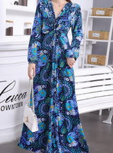 Load image into Gallery viewer, Women&#39;s Temperament Fashion V-Neck Printed Long Dress
