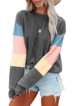 Charger l&#39;image dans la galerie, Women&#39;s Polyester Crew Neck Contrast Long Sleeve Sweatshirt
