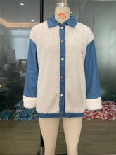 Load image into Gallery viewer, Fashion Denim Solid Color Lapel Long Sleeve Plush Jacket for Women
