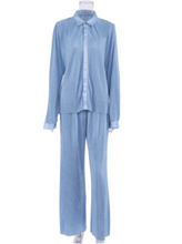 Load image into Gallery viewer, Lapel Pleated Shirt  Draped Add Trousers
