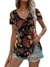Load image into Gallery viewer, Women&#39;s Multicolor V-Neck Printed Short Sleeve T-Shirt
