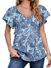 Load image into Gallery viewer, Boho Floral-print V-neck Chiffon Top
