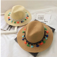Load image into Gallery viewer, Korean Style Color Tassel Women&#39;s Shade Sun Protection Straw Hat
